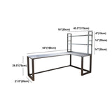 Escritorio de escritura de piedra gris contemporánea Desk de oficina de lanar en trineo L para hogar