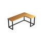 Modern Natural L-Shape Office Desk Home Solid Wood Writing Desk with Drawers