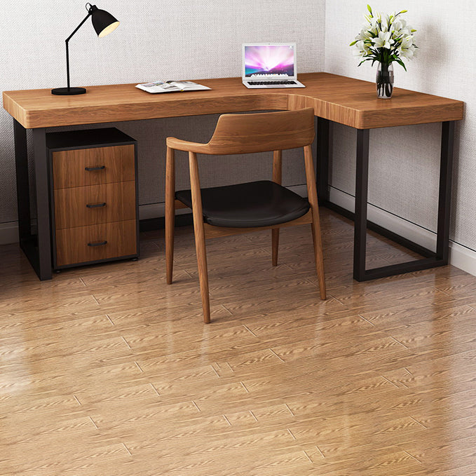 Escritorio de escritura en forma de L mesa de escritura industrial con patas de metal