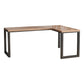 Industrial L-Shape Office Desk Natural Solid Wood Writing Desk for Home