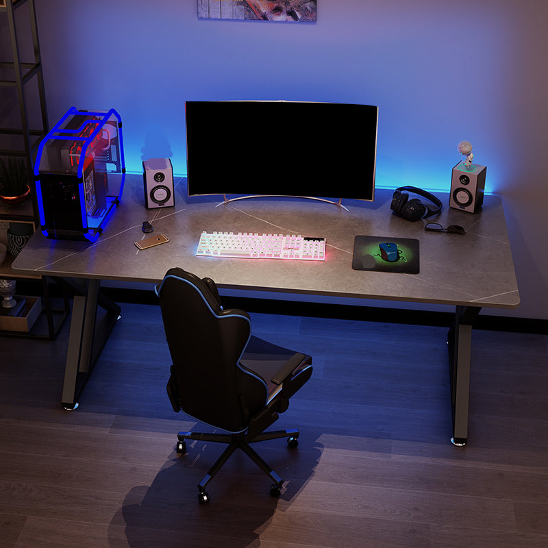 Bureau de jeu moderne et contemporain table d'ordinateur portable rectangulaire gris