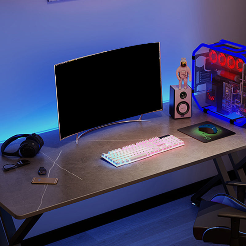 Bureau de jeu moderne et contemporain table d'ordinateur portable rectangulaire gris