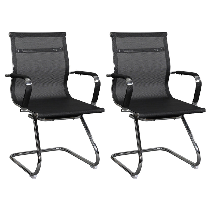 Modern Black Desk Chair with Breathable AirGrid Seat and Back Side Chair 2 Piece Set Clearhalo 'furn' 'furn_office_chair' 'Furniture' 'Office Chairs' 'Office Furniture' 'office_chair' 6005439
