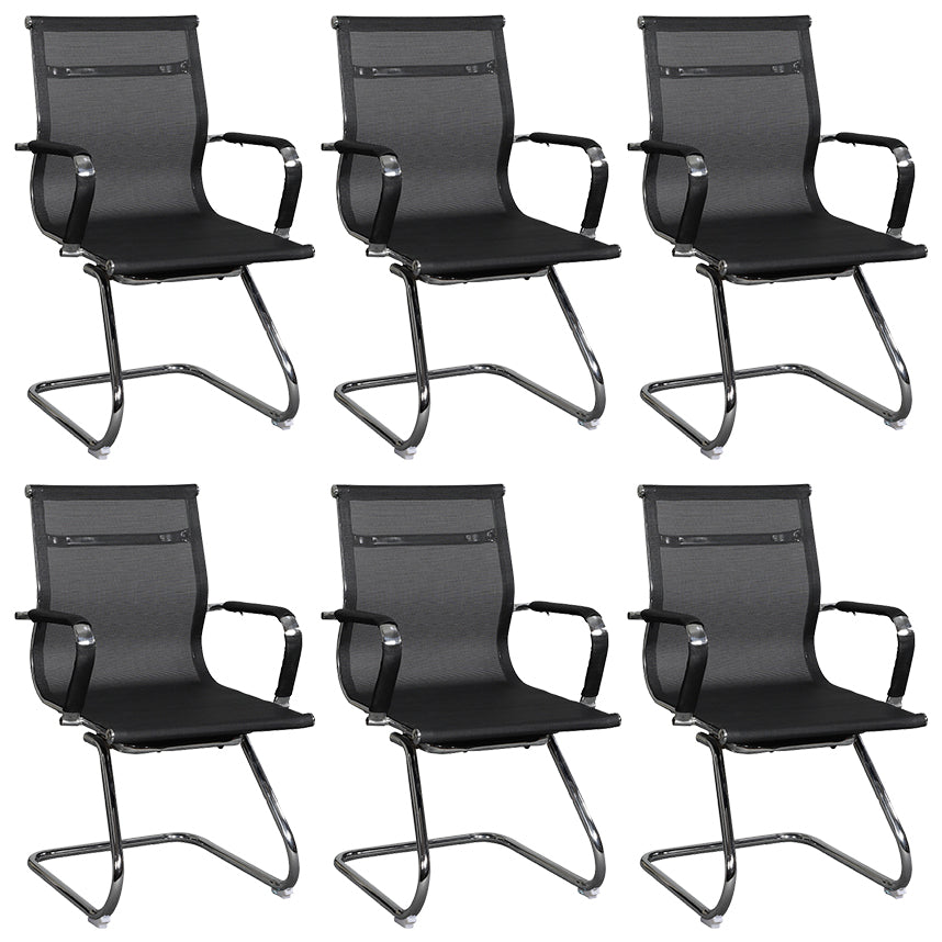 Modern Black Desk Chair with Breathable AirGrid Seat and Back Side Chair 6 Piece Set Clearhalo 'furn' 'furn_office_chair' 'Furniture' 'Office Chairs' 'Office Furniture' 'office_chair' 6005442