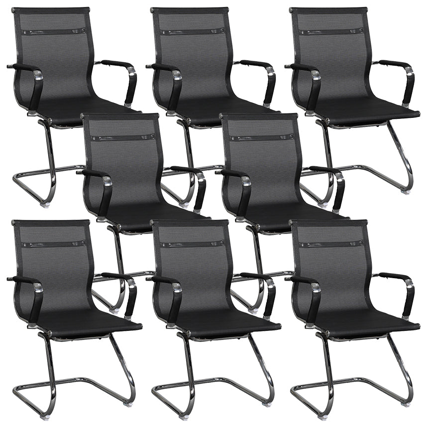Modern Black Desk Chair with Breathable AirGrid Seat and Back Side Chair 8 Piece Set Clearhalo 'furn' 'furn_office_chair' 'Furniture' 'Office Chairs' 'Office Furniture' 'office_chair' 6005444