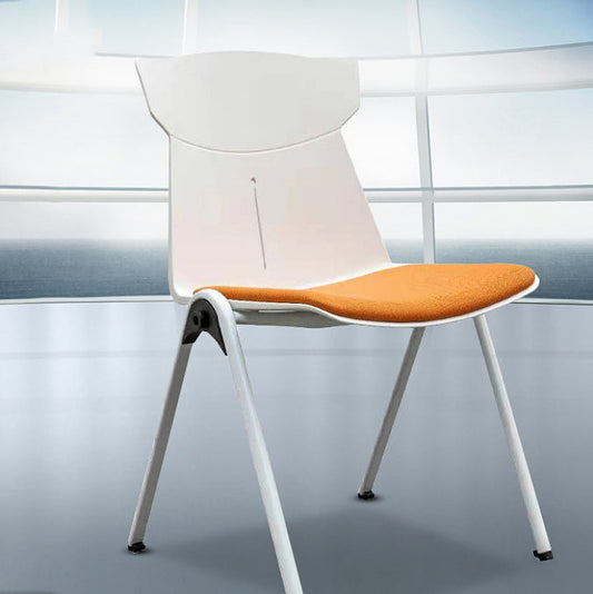 Modern Armless Chair No Wheels Mid-Back Plastic Chair in Gray/Orange Orange 1 Piece