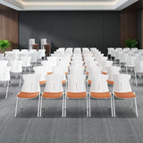 グレー/オレンジのモダンアームレス椅子なしミッドバックプラスチック椅子