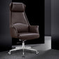 Modern Slide Mid-Back Office Chair Brown Faux Leather Managers Chair