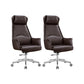Modern Slide Mid-Back Office Chair Brown Faux Leather Managers Chair