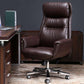 Chaise de gestionnaires à mécanisme d'inclinaison marron, avec appui-tête, chaise de bureau rembourrée pivotante