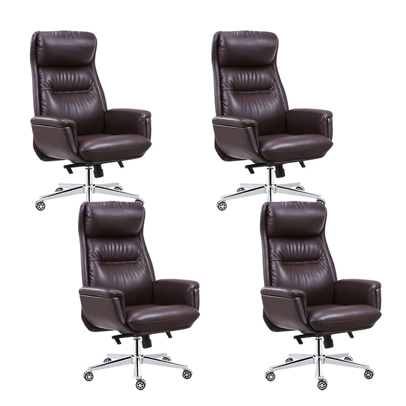 Chaise de gestionnaires à mécanisme d'inclinaison marron, avec appui-tête, chaise de bureau rembourrée pivotante