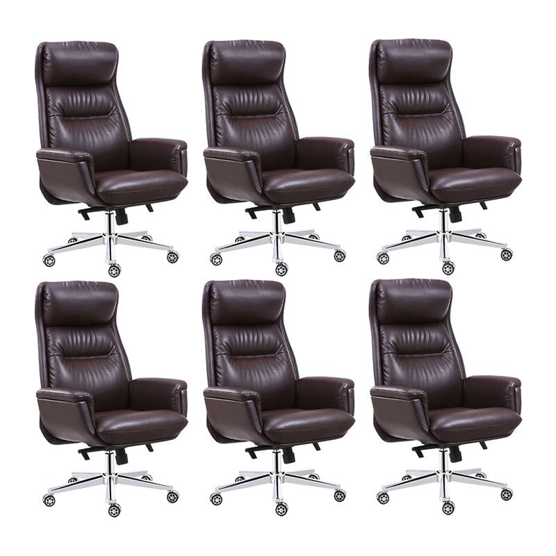 Chaise de gestionnaires à mécanisme d'inclinaison marron, avec appui-tête, chaise de bureau rembourrée pivotante