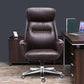Chaise de gestionnaires à mécanisme d'inclinaison marron, avec appui-tête, chaise de bureau rembourrée pivotante