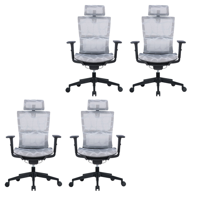 Modern Tilt Mechanism Swivel Chair Ergonomic Gray Mesh Desk Chair 4 Piece Set Clearhalo 'furn' 'furn_office_chair' 'Furniture' 'Office Chairs' 'Office Furniture' 'office_chair' 6005688