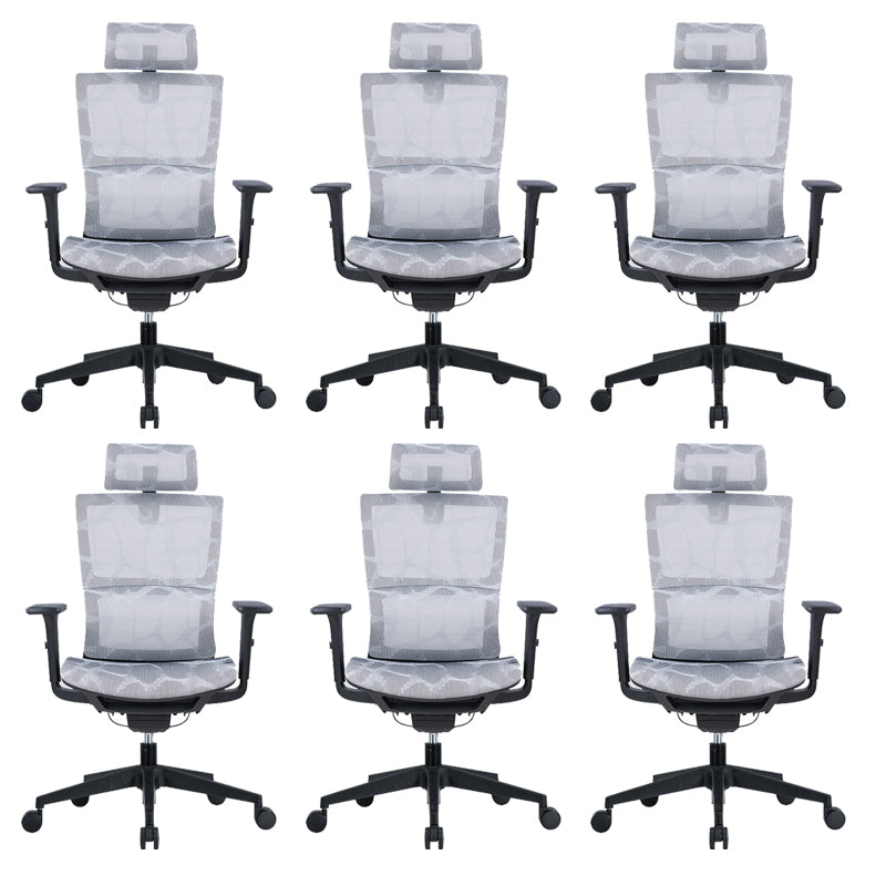 Modern Tilt Mechanism Swivel Chair Ergonomic Gray Mesh Desk Chair 6 Piece Set Clearhalo 'furn' 'furn_office_chair' 'Furniture' 'Office Chairs' 'Office Furniture' 'office_chair' 6005690