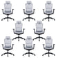 Modern Tilt Mechanism Swivel Chair Ergonomic Gray Mesh Desk Chair 8 Piece Set Clearhalo 'furn' 'furn_office_chair' 'Furniture' 'Office Chairs' 'Office Furniture' 'office_chair' 6005692