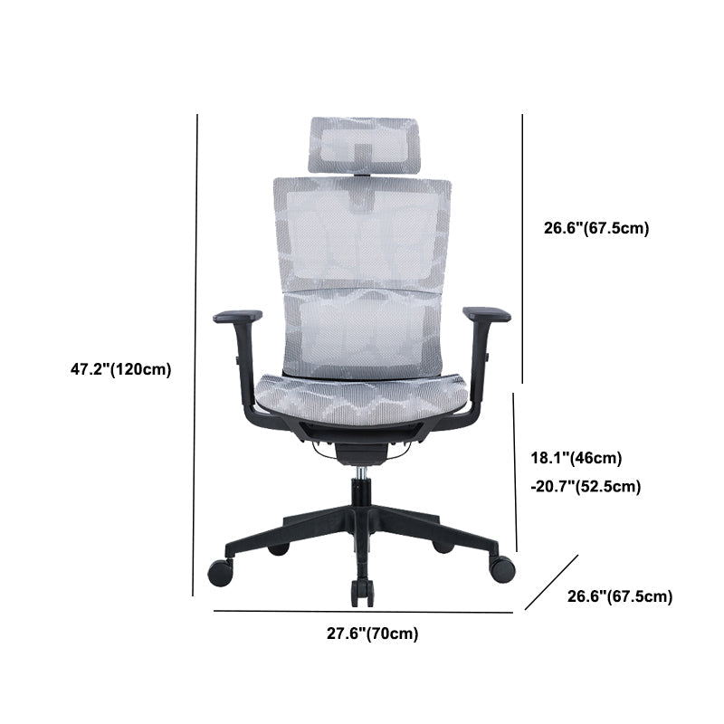 Modern Tilt Mechanism Swivel Chair Ergonomic Gray Mesh Desk Chair Clearhalo 'furn' 'furn_office_chair' 'Furniture' 'Office Chairs' 'Office Furniture' 'office_chair' 6005699