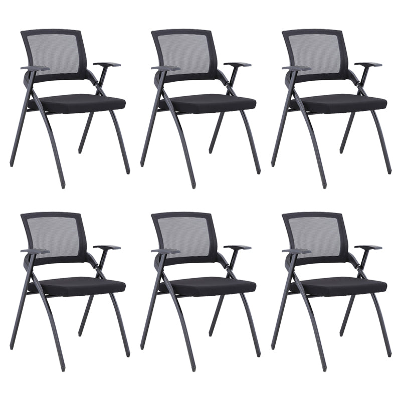 Chaise de bureau contemporaine noire à bras fixes et dossier moyen