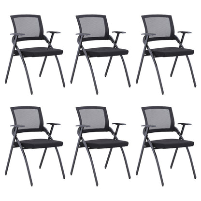Chaise de bureau contemporaine noire à bras fixes et dossier moyen