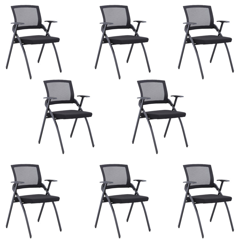 Chaise de bureau contemporaine noire à bras fixes et dossier moyen