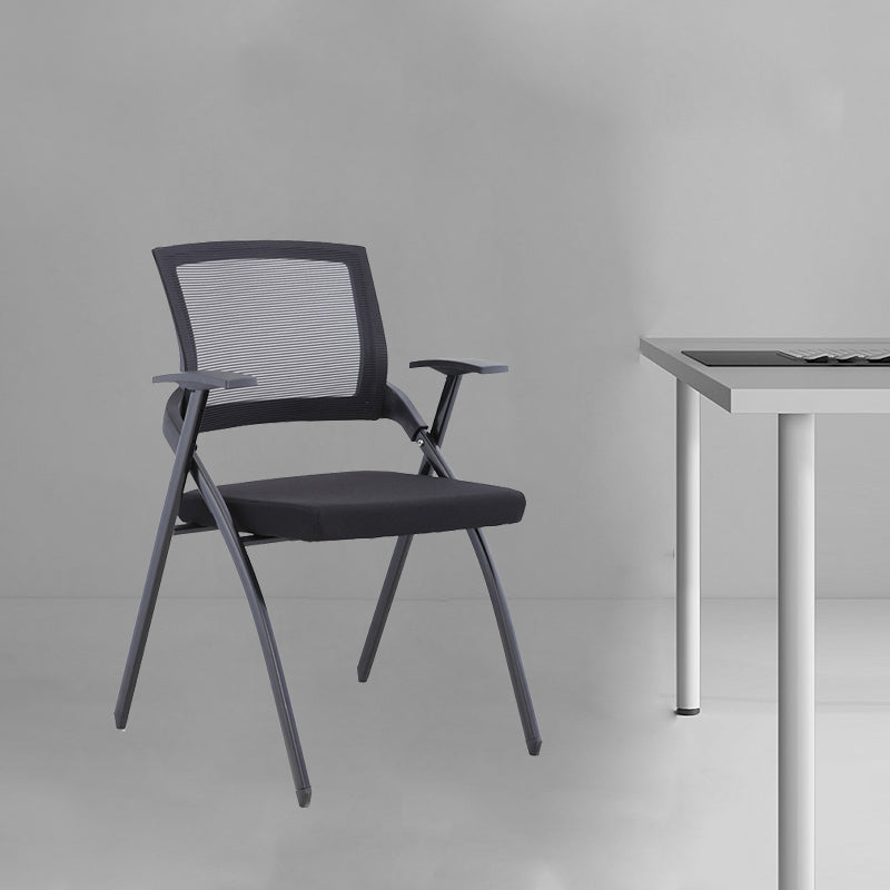 Chaise de bureau contemporaine noire à bras fixes et dossier moyen