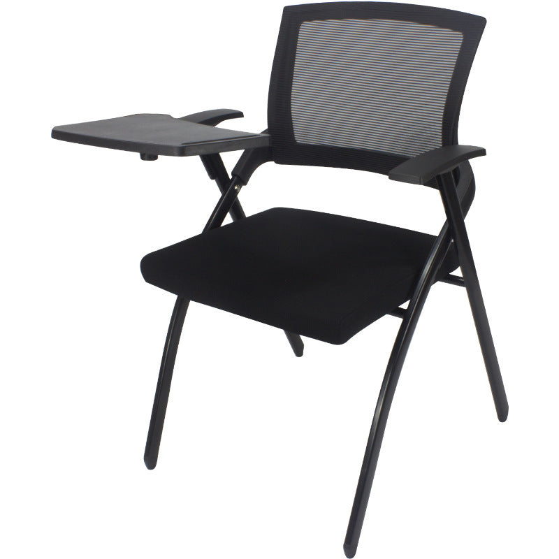 Chaise de bureau contemporaine noire à bras fixes et dossier moyen