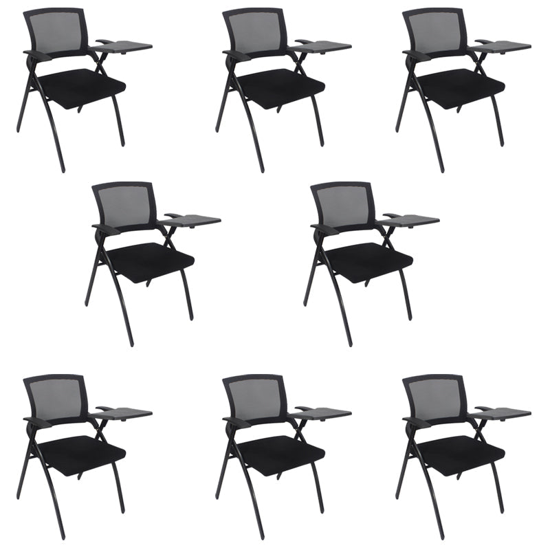 Chaise de bureau contemporaine noire à bras fixes et dossier moyen