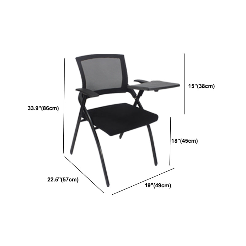 Chaise de bureau contemporaine noire à bras fixes et dossier moyen