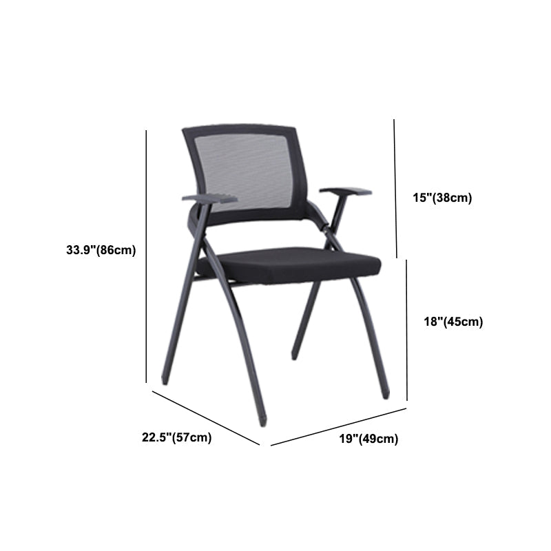 Chaise de bureau contemporaine noire à bras fixes et dossier moyen
