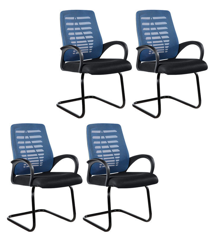 Modern Breathable AirGrid Arm Chair Microfiber Desk Mid-Back Office Chair Blue 4 Piece Set Casters Not Included Clearhalo 'furn' 'furn_office_chair' 'Furniture' 'Office Chairs' 'Office Furniture' 'office_chair' 6005722