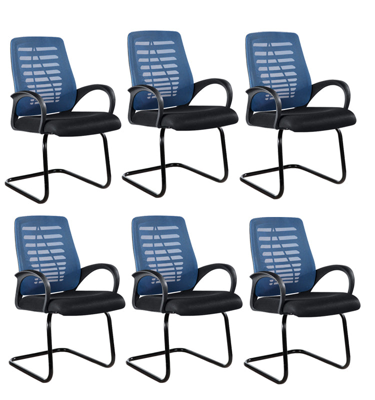 Modern Breathable AirGrid Arm Chair Microfiber Desk Mid-Back Office Chair Blue 6 Piece Set Casters Not Included Clearhalo 'furn' 'furn_office_chair' 'Furniture' 'Office Chairs' 'Office Furniture' 'office_chair' 6005724
