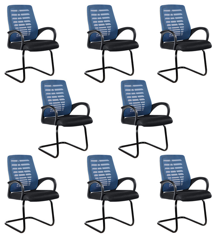 Modern Breathable AirGrid Arm Chair Microfiber Desk Mid-Back Office Chair Blue 8 Piece Set Casters Not Included Clearhalo 'furn' 'furn_office_chair' 'Furniture' 'Office Chairs' 'Office Furniture' 'office_chair' 6005725