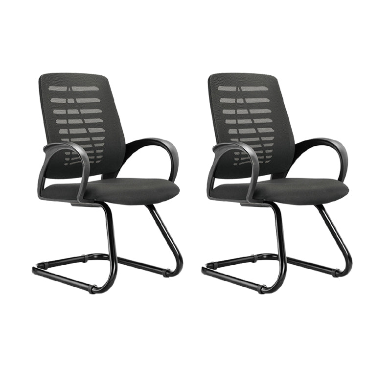 Modern Breathable AirGrid Arm Chair Microfiber Desk Mid-Back Office Chair Black 2 Piece Set Casters Not Included Clearhalo 'furn' 'furn_office_chair' 'Furniture' 'Office Chairs' 'Office Furniture' 'office_chair' 6005742