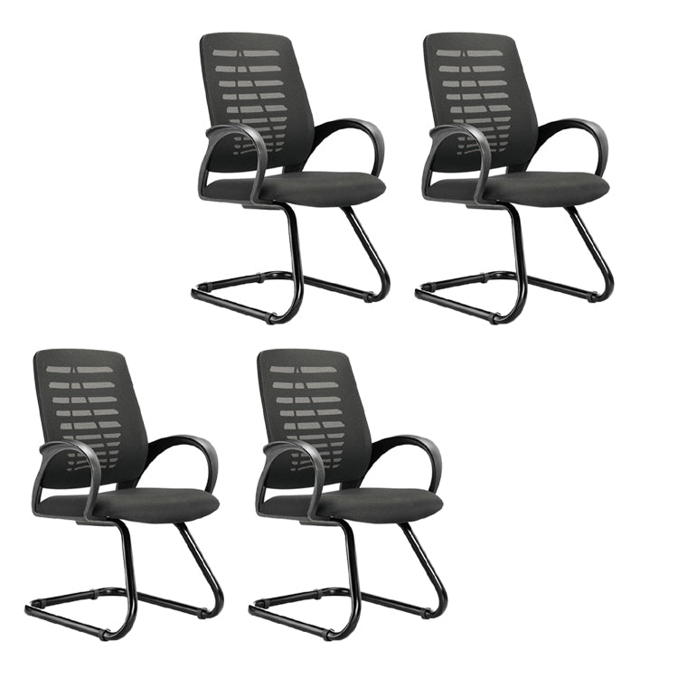 Modern Breathable AirGrid Arm Chair Microfiber Desk Mid-Back Office Chair Black 4 Piece Set Casters Not Included Clearhalo 'furn' 'furn_office_chair' 'Furniture' 'Office Chairs' 'Office Furniture' 'office_chair' 6005743