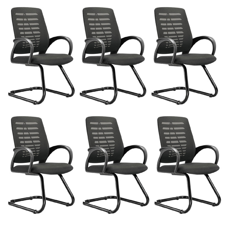 Modern Breathable AirGrid Arm Chair Microfiber Desk Mid-Back Office Chair Black 6 Piece Set Casters Not Included Clearhalo 'furn' 'furn_office_chair' 'Furniture' 'Office Chairs' 'Office Furniture' 'office_chair' 6005744