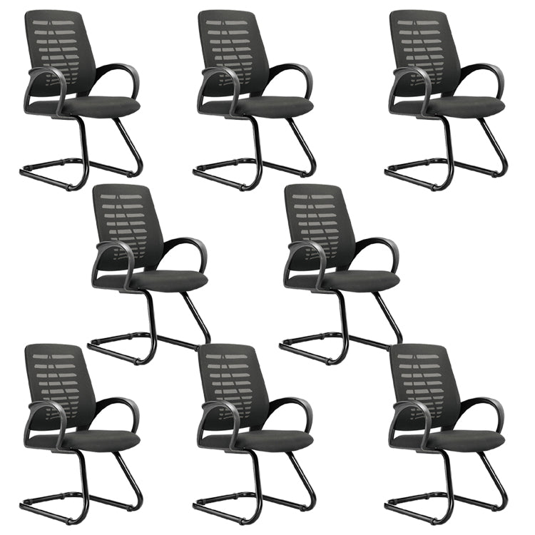 Modern Breathable AirGrid Arm Chair Microfiber Desk Mid-Back Office Chair Black 8 Piece Set Casters Not Included Clearhalo 'furn' 'furn_office_chair' 'Furniture' 'Office Chairs' 'Office Furniture' 'office_chair' 6005745