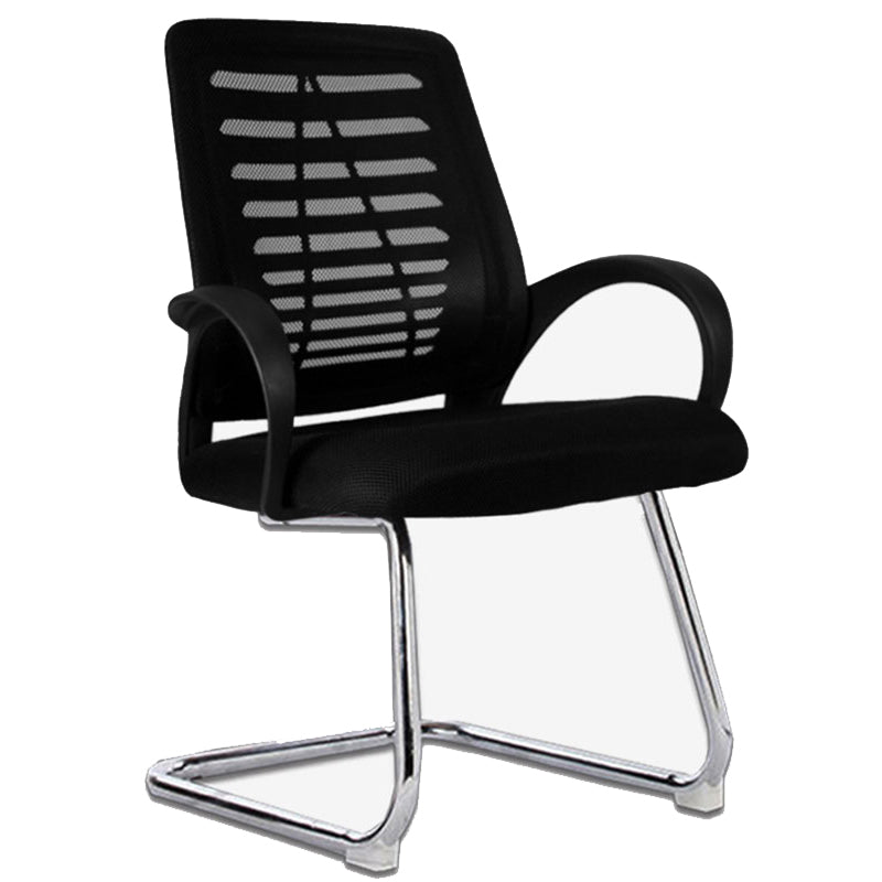 Modern Breathable AirGrid Arm Chair Microfiber Desk Mid-Back Office Chair Matte Black 1 Piece Casters Not Included Clearhalo 'furn' 'furn_office_chair' 'Furniture' 'Office Chairs' 'Office Furniture' 'office_chair' 6005751