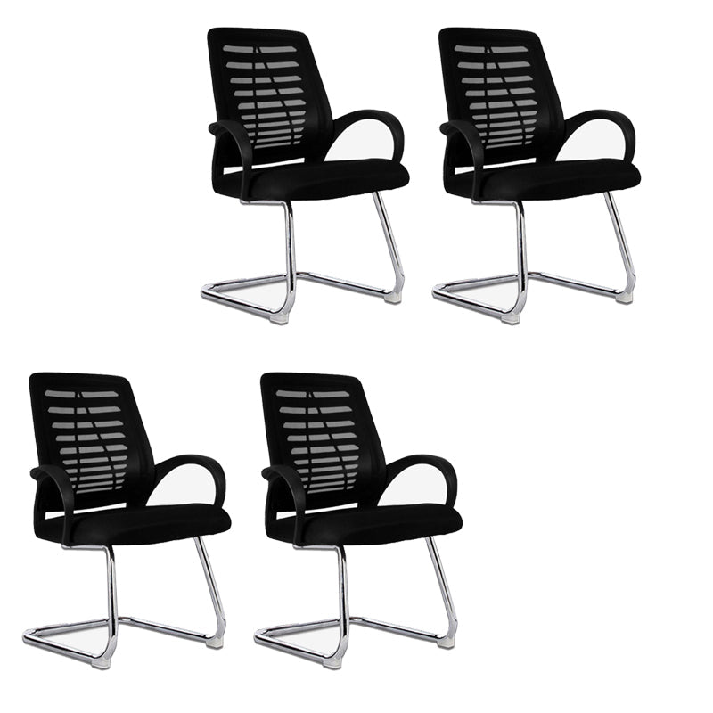 Modern Breathable AirGrid Arm Chair Microfiber Desk Mid-Back Office Chair Matte Black 4 Piece Set Casters Not Included Clearhalo 'furn' 'furn_office_chair' 'Furniture' 'Office Chairs' 'Office Furniture' 'office_chair' 6005753