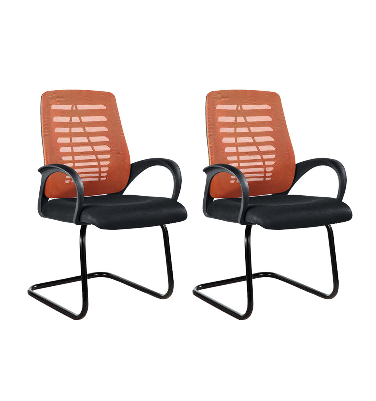 Modern Breathable AirGrid Arm Chair Microfiber Desk Mid-Back Office Chair Orange 2 Piece Set Casters Not Included Clearhalo 'furn' 'furn_office_chair' 'Furniture' 'Office Chairs' 'Office Furniture' 'office_chair' 6005757