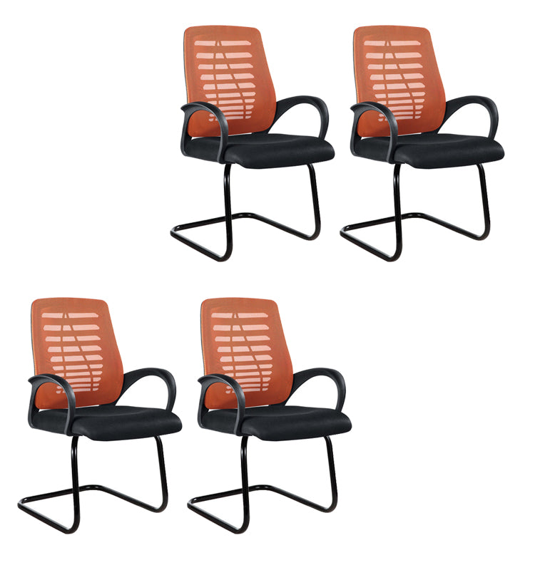 Modern Breathable AirGrid Arm Chair Microfiber Desk Mid-Back Office Chair Orange 4 Piece Set Casters Not Included Clearhalo 'furn' 'furn_office_chair' 'Furniture' 'Office Chairs' 'Office Furniture' 'office_chair' 6005758