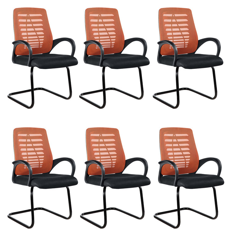 Modern Breathable AirGrid Arm Chair Microfiber Desk Mid-Back Office Chair Orange 6 Piece Set Casters Not Included Clearhalo 'furn' 'furn_office_chair' 'Furniture' 'Office Chairs' 'Office Furniture' 'office_chair' 6005759