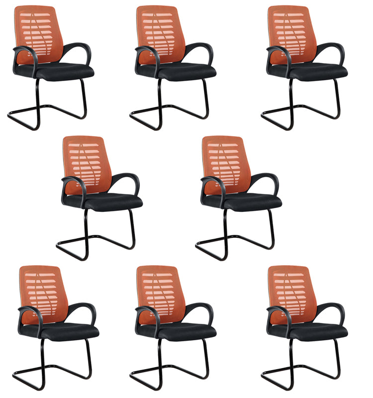 Modern Breathable AirGrid Arm Chair Microfiber Desk Mid-Back Office Chair Orange 8 Piece Set Casters Not Included Clearhalo 'furn' 'furn_office_chair' 'Furniture' 'Office Chairs' 'Office Furniture' 'office_chair' 6005760