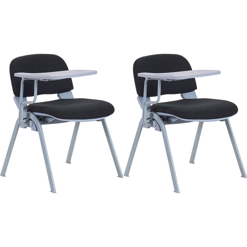 Contemporary No Wheels Office Chair Linen Conference Low-Back Desk Chair