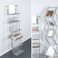 Closed Back Book Shelf Silver and White Bookcase with Shelves