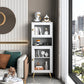 Engineered Glam Wood Bookcase White Standard Shelf with Door