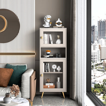 Engineered Glam Wood Bookcase White Standard Shelf with Door