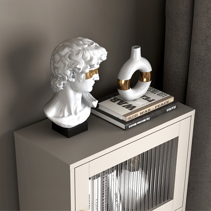 Engineered Glam Wood Bookcase White Standard Shelf with Door