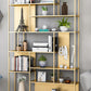 Metal and Wood Shelf Open Etagere Shelf Bookcase for Bedroom