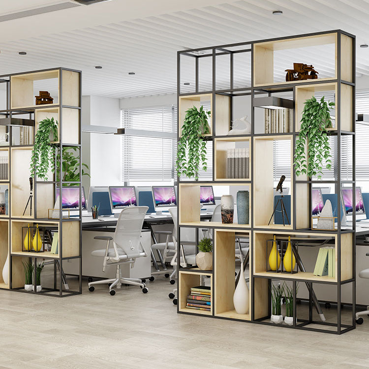 Metal and Wood Book Shelf Etagere Modern Open Shelf Bookcase for Bedroom