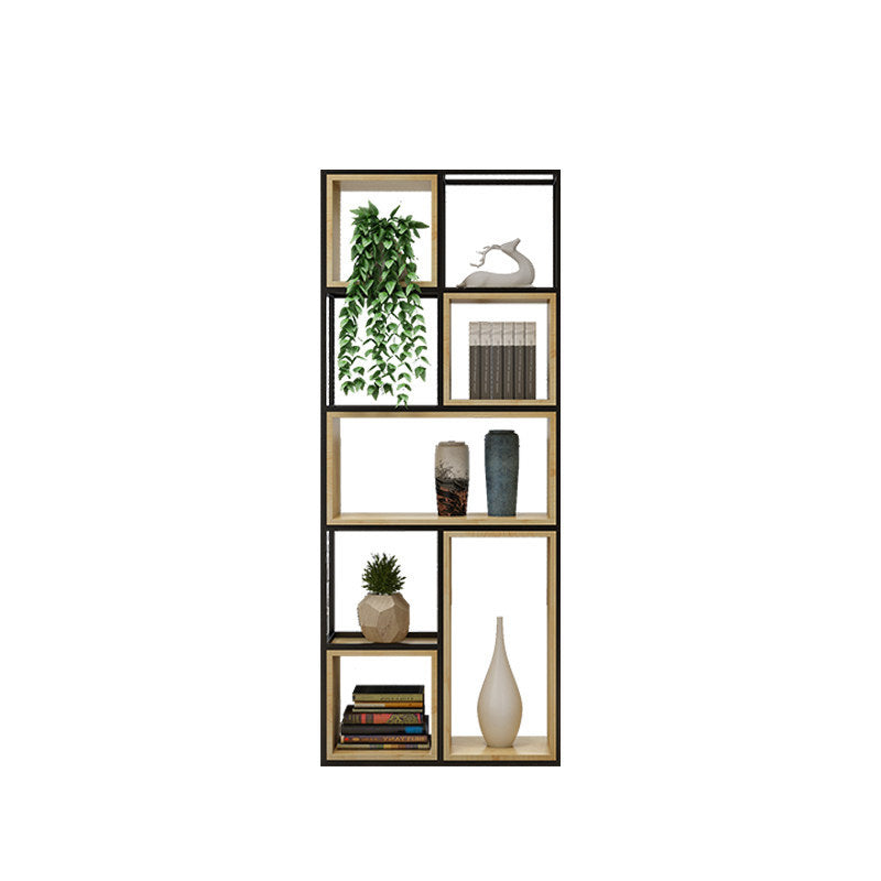 Metal and Wood Book Shelf Etagere Modern Open Shelf Bookcase for Bedroom